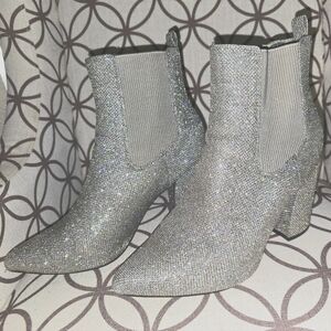 Sugar silver glitter boots size 11
